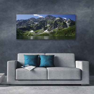 Slika na platnu Lake forest mountain landscape