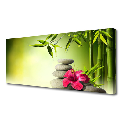 Slika na platnu Flower bamboo zen kamni