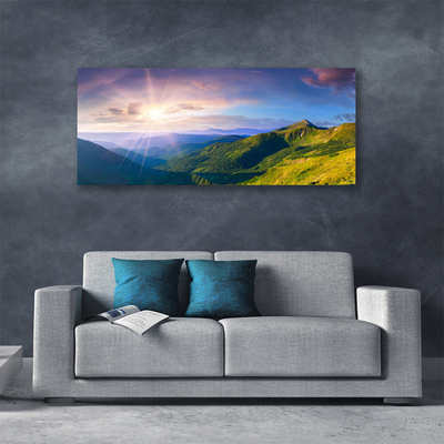 Slika na platnu Sun mountain travnik landscape