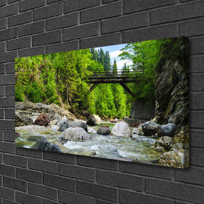 Slika na platnu Leseni most v gozdu