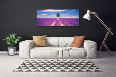 Slika na platnu Lavender polje travnik drevo