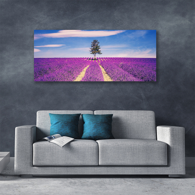 Slika na platnu Lavender polje travnik drevo