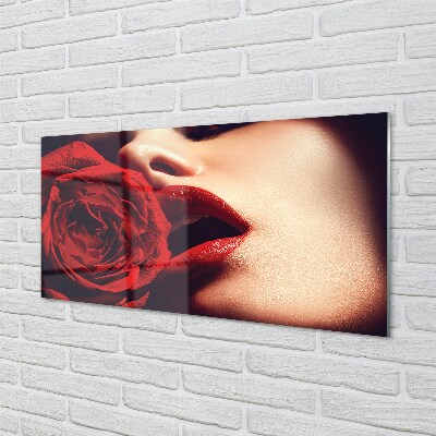 Slika na steklu Rose ženska usta