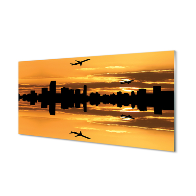 Slika na steklu Letalo mesto sonce