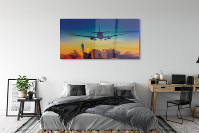 Slika na steklu Mesto oblak letalo zahod