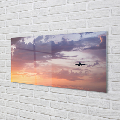 Slika na steklu Oblaki letala nebo luč
