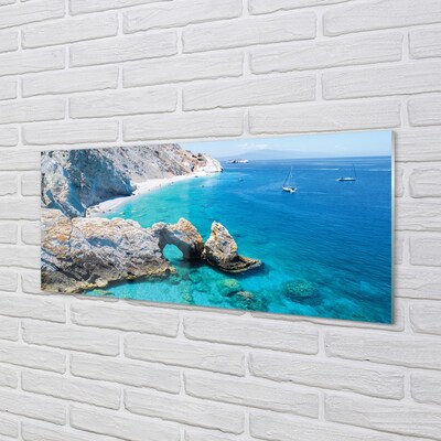 Steklena slika Grčija na plaži ob morju