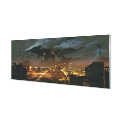 Steklena slika Mesto ponoči pošast dim