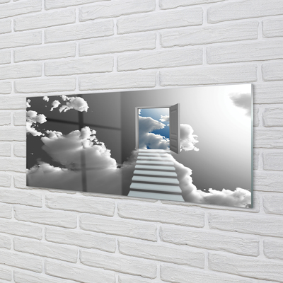 Steklena slika Stopnice oblaki vrata