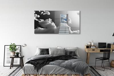 Steklena slika Stopnice oblaki vrata