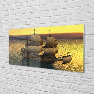 Slika na steklu Rumena nebo morje ladja