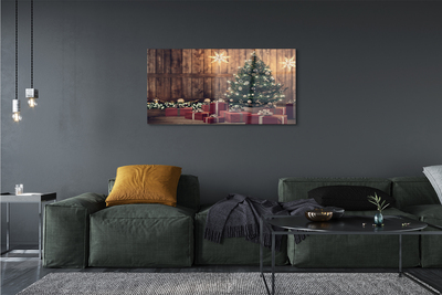 Steklena slika Darila božič drevo dekoracijo plošče