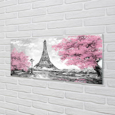 Steklena slika Pariz spomladi drevo