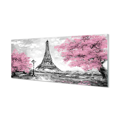 Steklena slika Pariz spomladi drevo