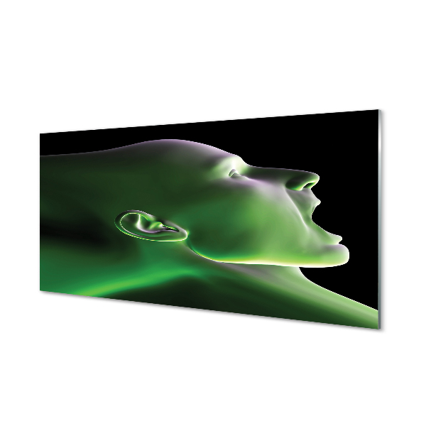 Steklena slika Glava človek zelena lučka