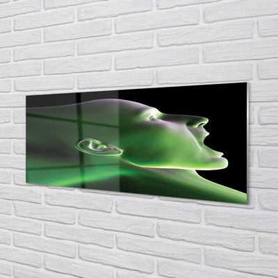 Steklena slika Glava človek zelena lučka
