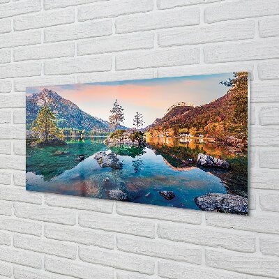 Steklena slika Nemški alpe jesen mountain lake