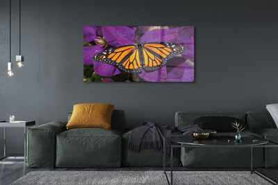 Steklena slika Pisane metulj rože