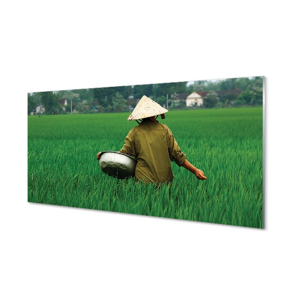 Steklena slika Človek trava