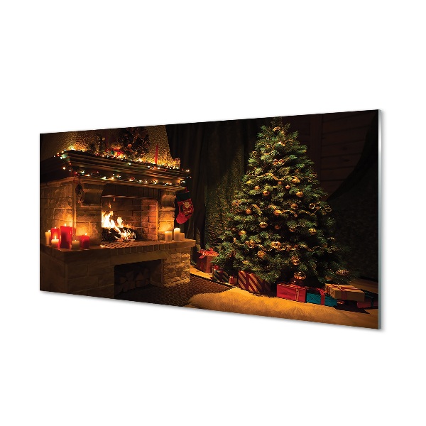 Steklena slika Okraski za božično drevesce kamin darila