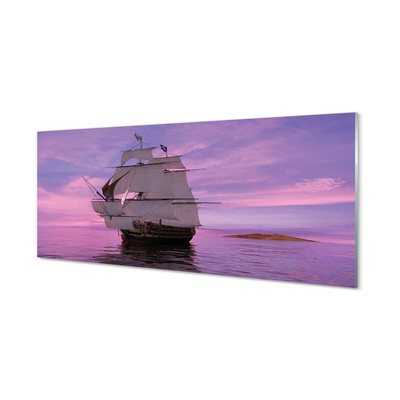 Slika na steklu Purple nebo morje ladja