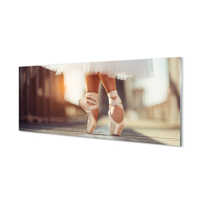Steklena slika Beli balet čevlji ženski noge