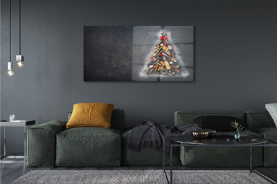 Steklena slika Božično drevo okraski