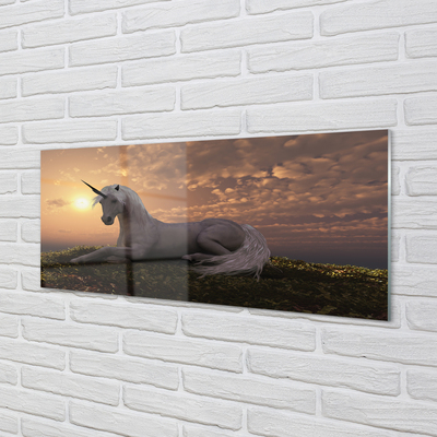 Steklena slika Unicorn gora sunset