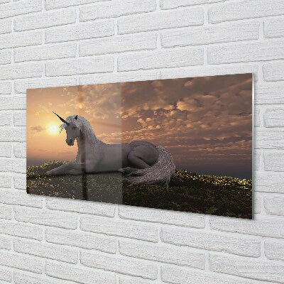 Steklena slika Unicorn gora sunset