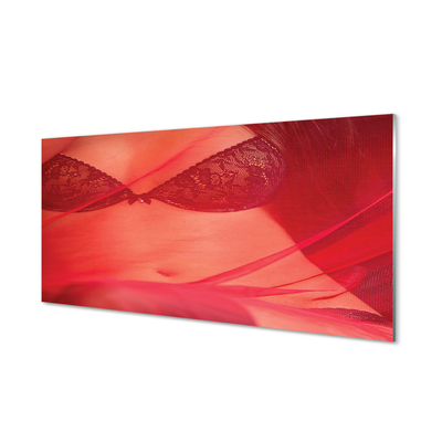 Slika na steklu Ženska v rdečem tila