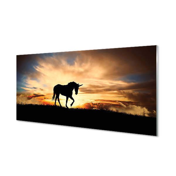 Steklena slika Unicorn sunset
