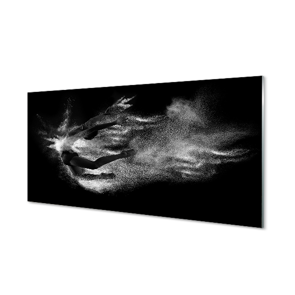 Steklena slika Ženska balet dim sivo ozadje