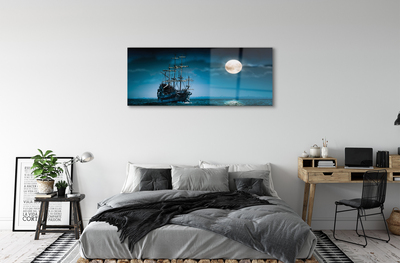 Slika na steklu Morje mesto luna ladja