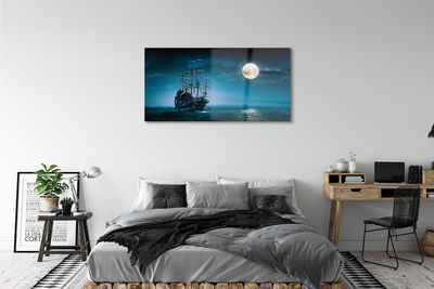 Slika na steklu Morje mesto luna ladja