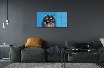 Steklena slika Oblizujący mačka