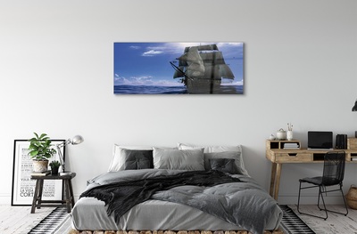 Slika na steklu Morje ladja oblak