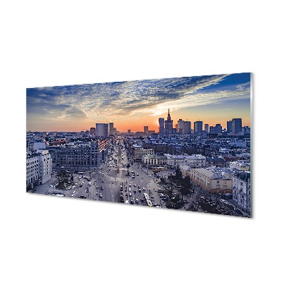Steklena slika Varšave nebotičnikov sunset