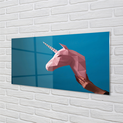 Steklena slika Pink samorog origami