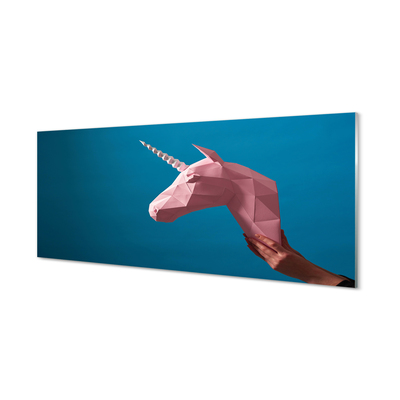 Steklena slika Pink samorog origami