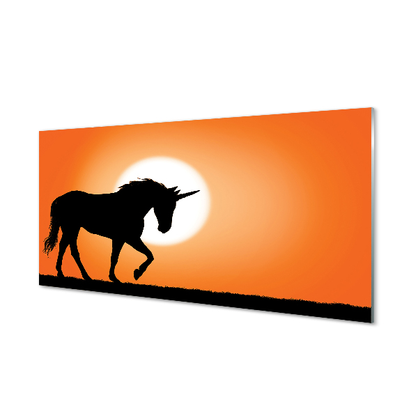 Steklena slika Sunset unicorn
