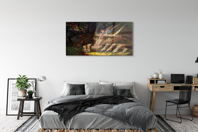 Steklena slika Gozd dekle zmaj glava