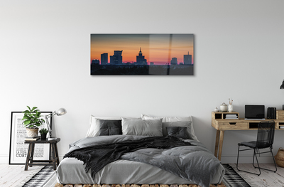 Steklena slika Sunset panorama varšavi