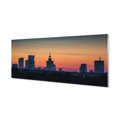 Steklena slika Sunset panorama varšavi