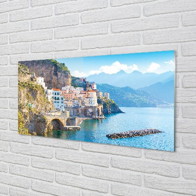 Steklena slika Italija obala morje stavbe