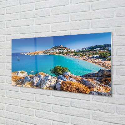 Steklena slika Grčija obala plaža panorama