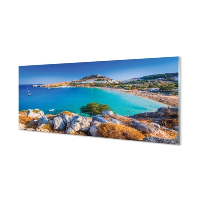 Steklena slika Grčija obala plaža panorama