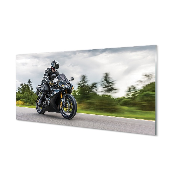 Slika na steklu Motorcycle cestni oblaki nebo