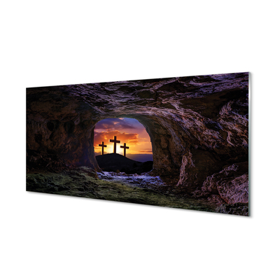 Steklena slika Križi sunset