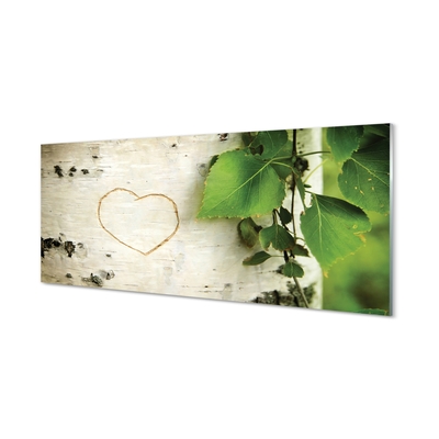 Steklena slika Srce breza listi