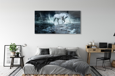 Steklena slika Forest unicorn luna